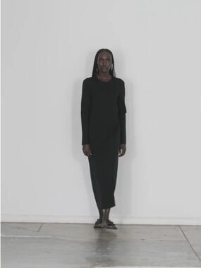 Tibi compact ultra stretch cut out open back Black Long Sleeve midi Dress